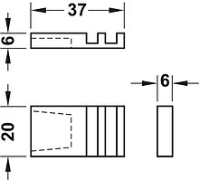 Пазовый сухарь для раздвижных стеклянных дверей, пластмасса