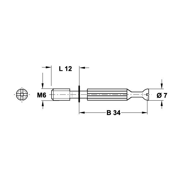 Болт Minifix 34 мм сталь , М6 х 12 - фото 2 - id-p4686051