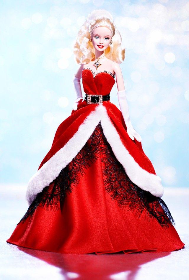Barbie Коллекционная кукла Блондинка в зеленом платье - Праздничная 2007, Барби