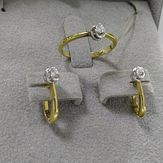 Серьги и кольцо с бриллиантом ( пр. Абая 141 )