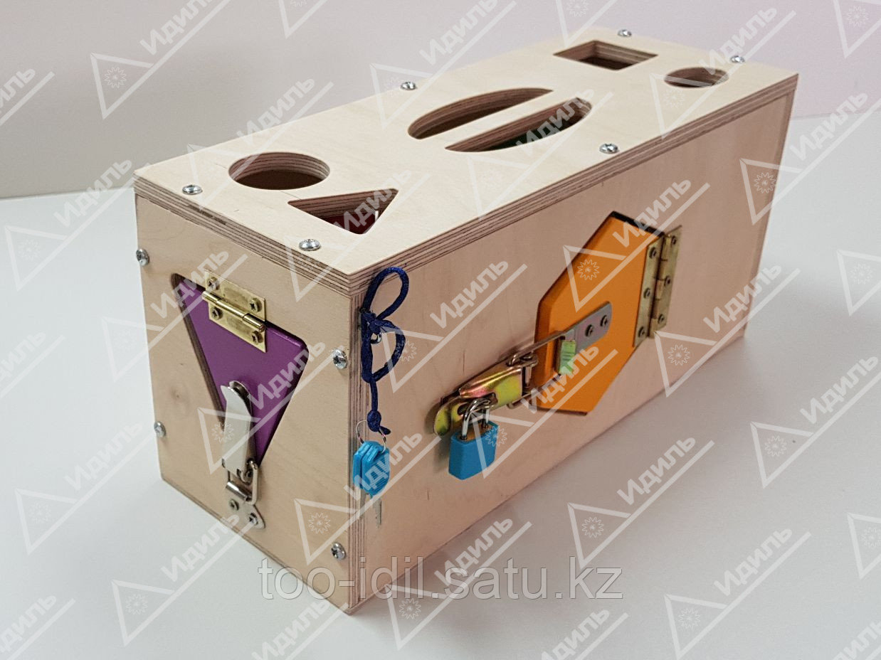 Тактильный сундук-сортер с дверцами и замочками - фото 1 - id-p52382007