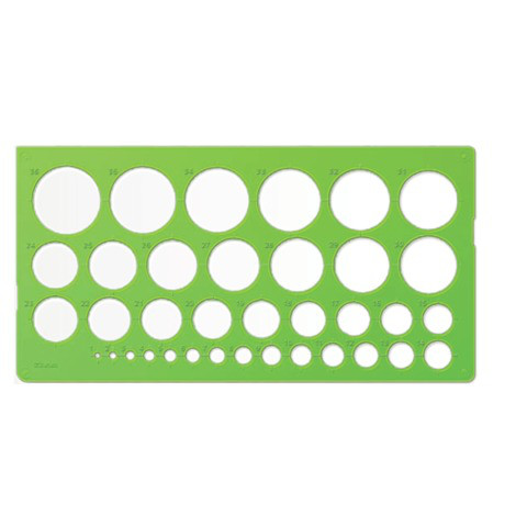 Трафарет окружностей СТАММ 1-36 мм, пластиковый, зеленый