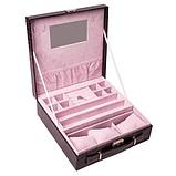 Кейс-шкатулка для ювелирных украшений «Драгоценный чемоданчик» с зеркалом и замочком (Коричневый), фото 6