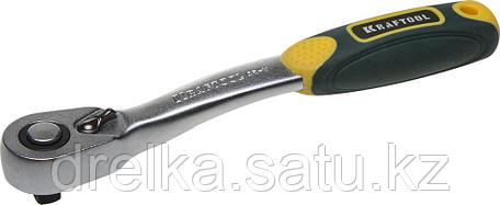 Трещотка для торцовых головок KRAFTOOL "PRO", Сr-V сталь, 72 зубца, изогнутая, 1/4" , фото 2