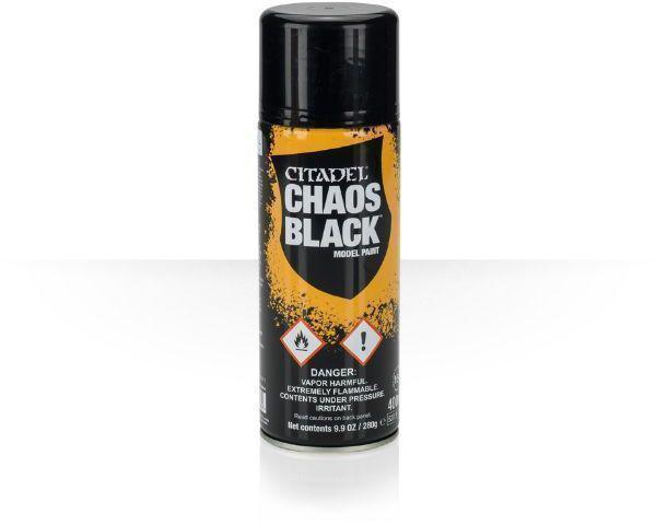 АКСЕССУАРЫ ВАРХАММЕР: Спрей-грунтовка Черный Хаос (Chaos Black Spray (Global)