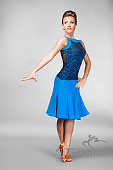 Синее платье для латины ПЛ-758