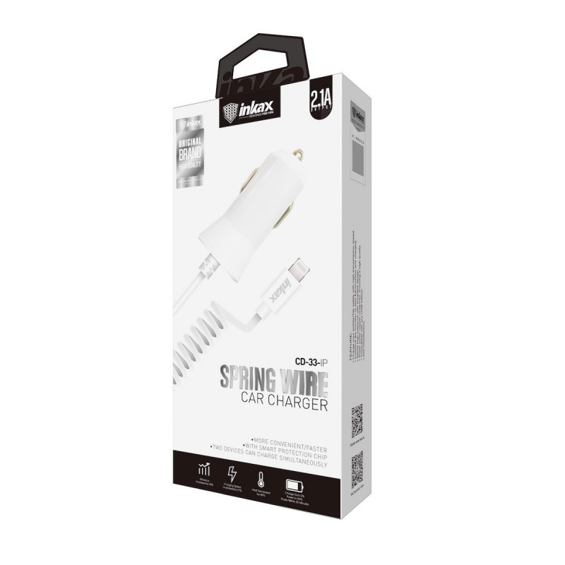 Автомобильное зарядное устройство INKAX CD-33 Lightning iPhone USB 2.1A