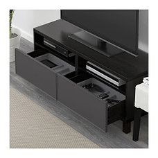 Тумба д/ТВ с ящиками БЕСТО черно-коричневый, темно-серый ИКЕА, IKEA , фото 3