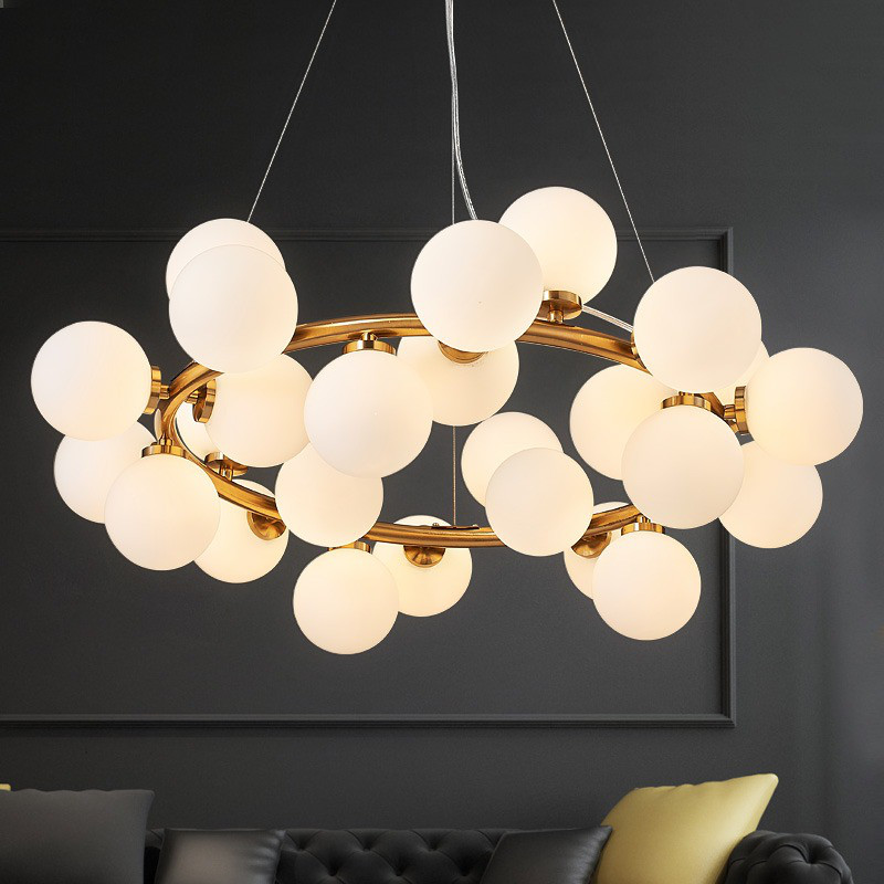 Люстра на 25 лампочек с белыми плафонами в стиле Post-modern, фото 1