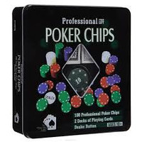 Набор для покера POKER CHIPS (2 колоды карт, 100 фишек с номиналом) - фото 1 - id-p54855166