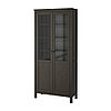 Шкаф с глух/стекл дверц ХЕМНЭС черно-коричневый ИКЕА, IKEA
