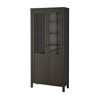 Шкаф с глух/стекл дверц ХЕМНЭС черно-коричневый ИКЕА, IKEA, фото 1
