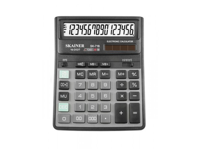 Калькулятор настольный SKAINER "716II" 16 разрядный черный