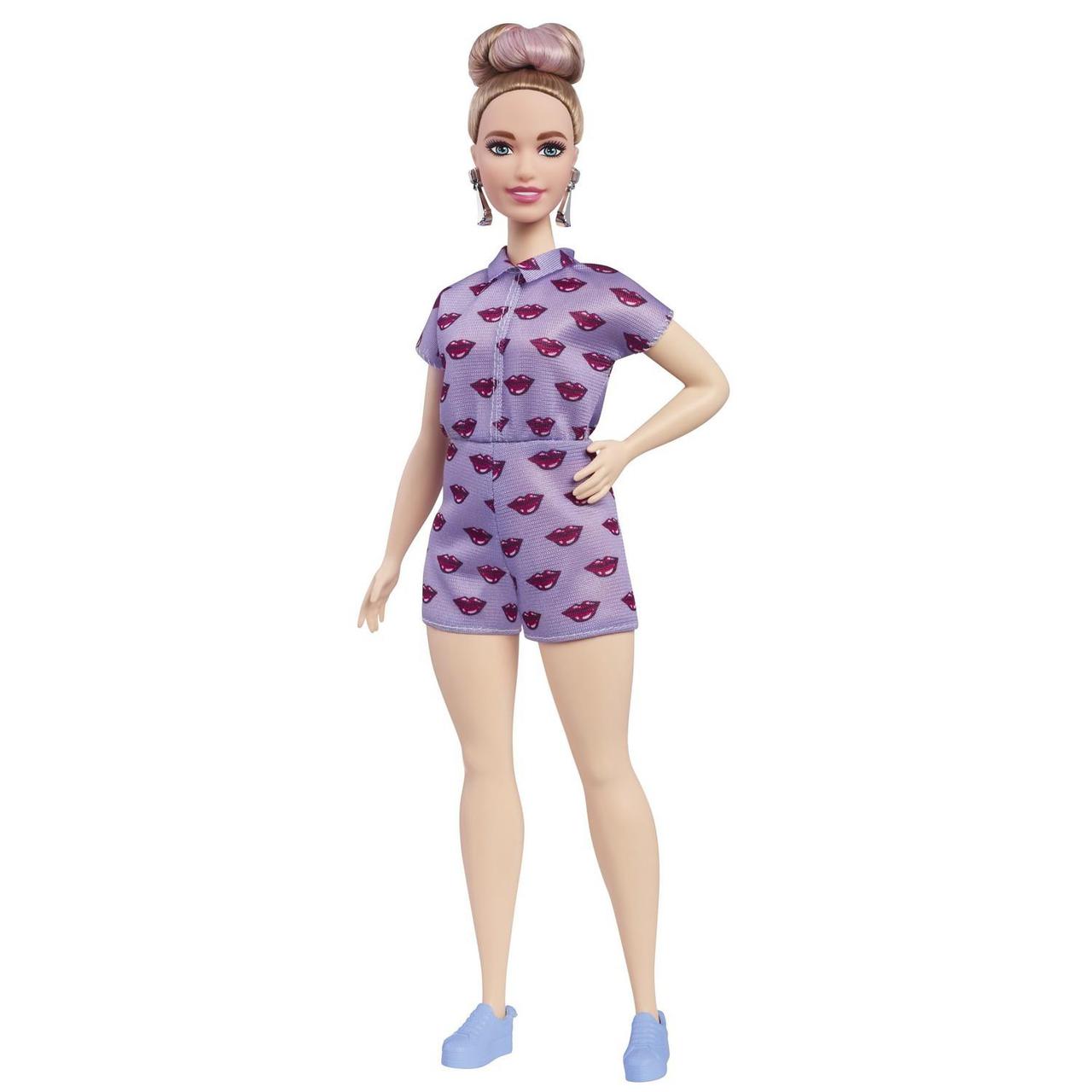 Barbie "Игра с модой" Кукла Барби Блондинка в розовом комбезе #75 (Пышная)