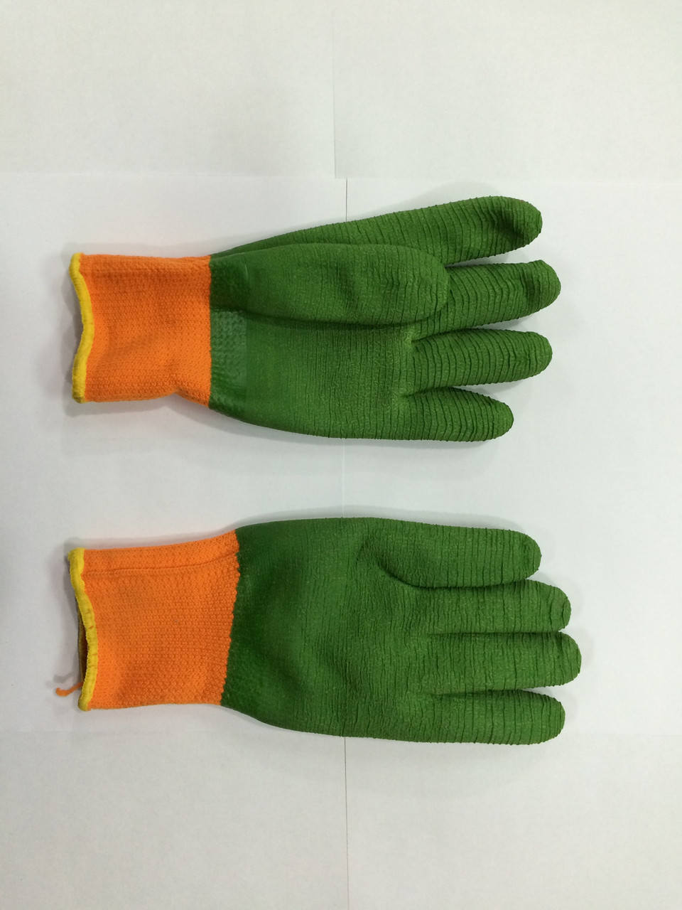 Перчатки х/б, с латексным обливом оранжево-зеленые