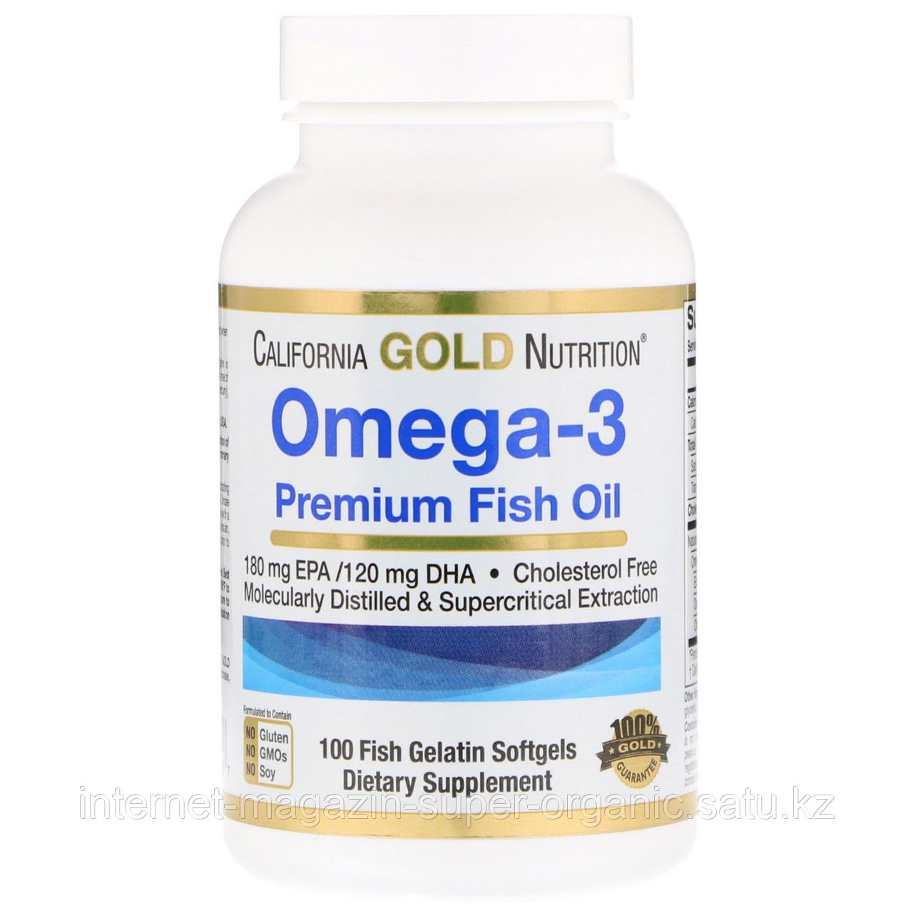 Омега-3, рыбий жир высшего качества, 100 капсул (из рыбного желатина), California Gold Nutrition