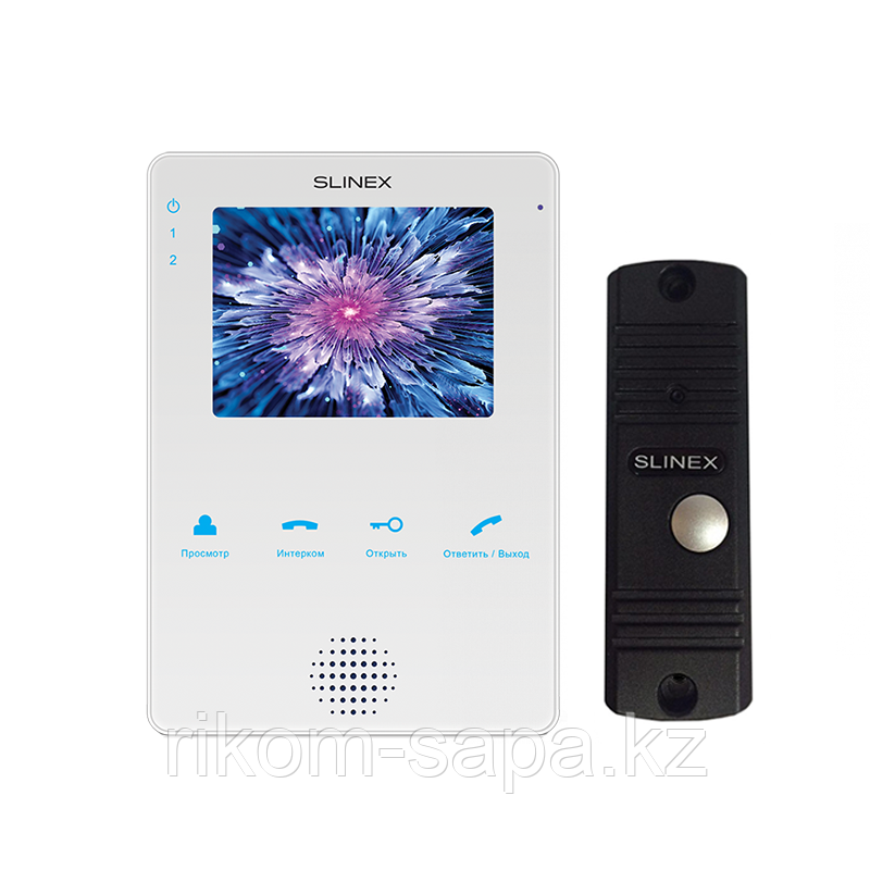 Комплект домофона SLINEX MS-04 белый + Панель вызова ML-16HR BLACK