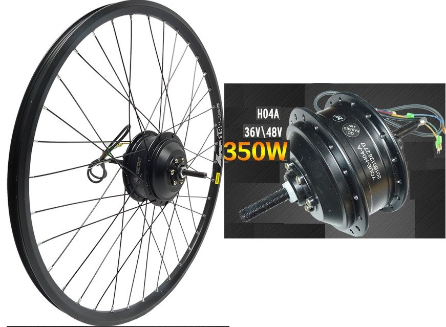 Мотор-колеса 36/48v 350w на обод, 20”, 24", 26", 27,5”, 28".