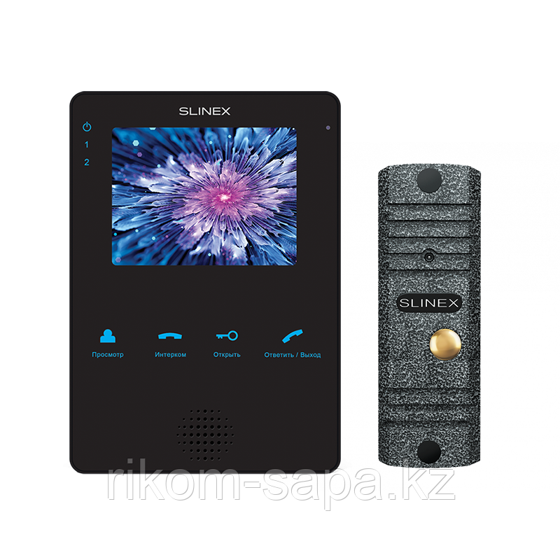 Комплект домофона SLINEX MS-04 Черный + Панель вызова ML-16HR ANTIQUE