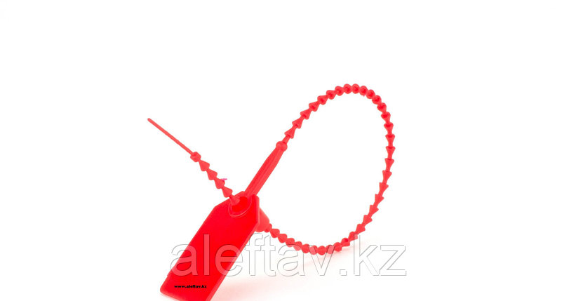 Plastic  pull up seal red color/Пластиковый хомут с биркой красного цвета, фото 2