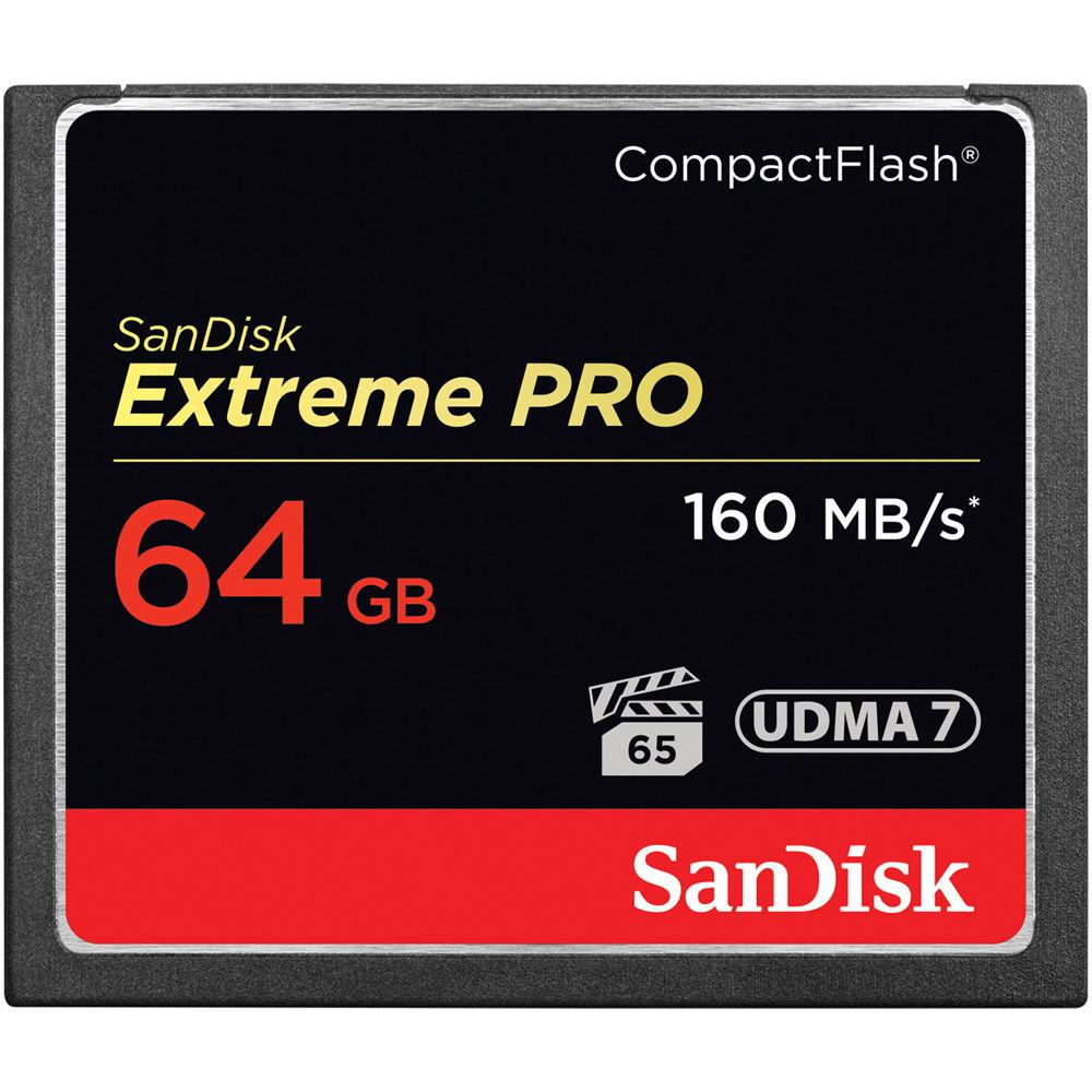 Карта памяти SanDisk Extreme PRO CompactFlash 64 Gb, 160 MB/s, скорость 1000x