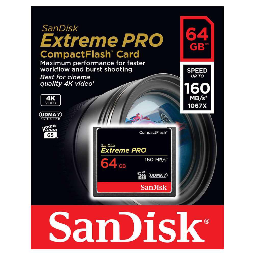 Карта памяти SanDisk Extreme PRO CompactFlash 64 Gb, 160 MB/s, скорость 1000x - фото 4 - id-p54792504