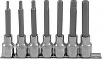 Набор насадок торцевых 1/2"DR с вставками-битами шестигранными на держателе, H4-H10, 100 мм, 7 предметов