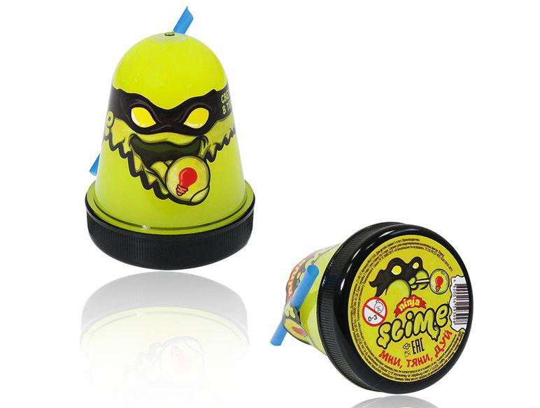 Жвачка для рук Ninja Slime с трубочкой, 130 гр (жёлтый, светится в темноте) - фото 1 - id-p54937122