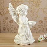 Статуэтка "Ангел с чашей", малый, белый, 34 см, фото 4