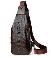 Alligator ерлерге арналған иыққа арналған сөмке-рюкзак (Шоколад)