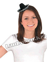 Сомбреро мексиканская шляпа мини черная с серебряной тесьмой