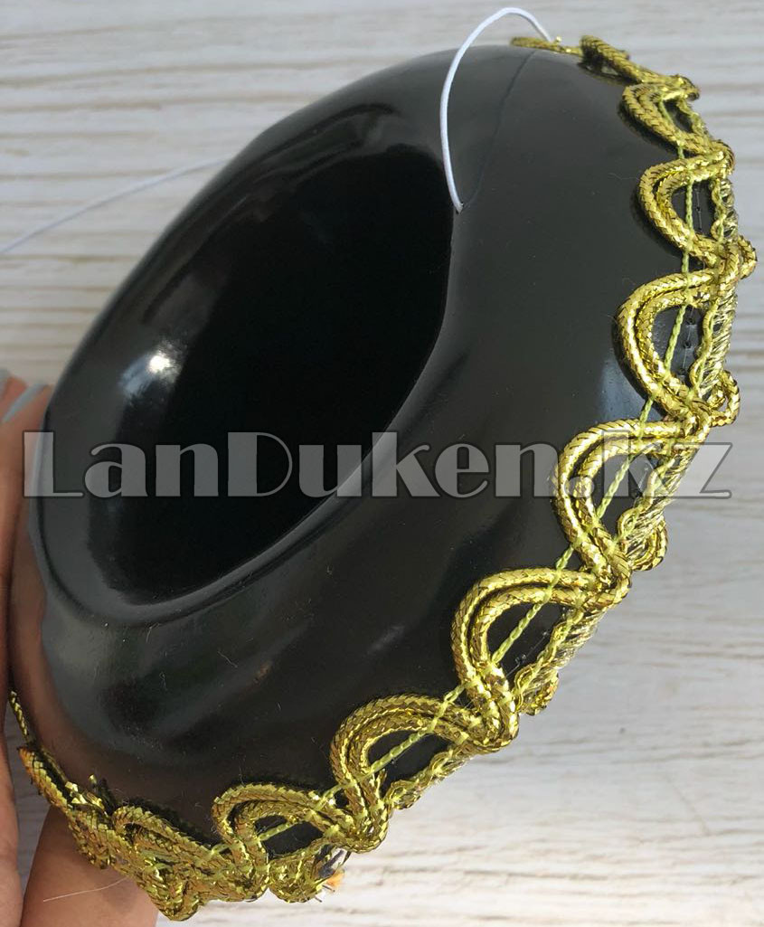 Сомбреро мексиканская шляпа мини черная с золотой тесьмой - фото 6 - id-p54997034
