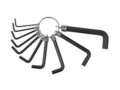 Набор ключей DEXX: имбусовые, оксидированные, на кольце, HEX, 1,5-2-2,5-3-3,5-4-5-5,5-6-8, 10шт, 27403-H10