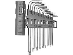 Набор ключей ЗУБР ЭКСПЕРТ имбусовые длинные с шариком, Cr-Mo, сатинир. покер., держатель-рукоятка, TORX