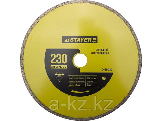 Алмазный диск отрезной STAYER 3665-230, MASTER, сплошной, влажная резка, для электроплиткореза, 25,4 х 230 мм, фото 1