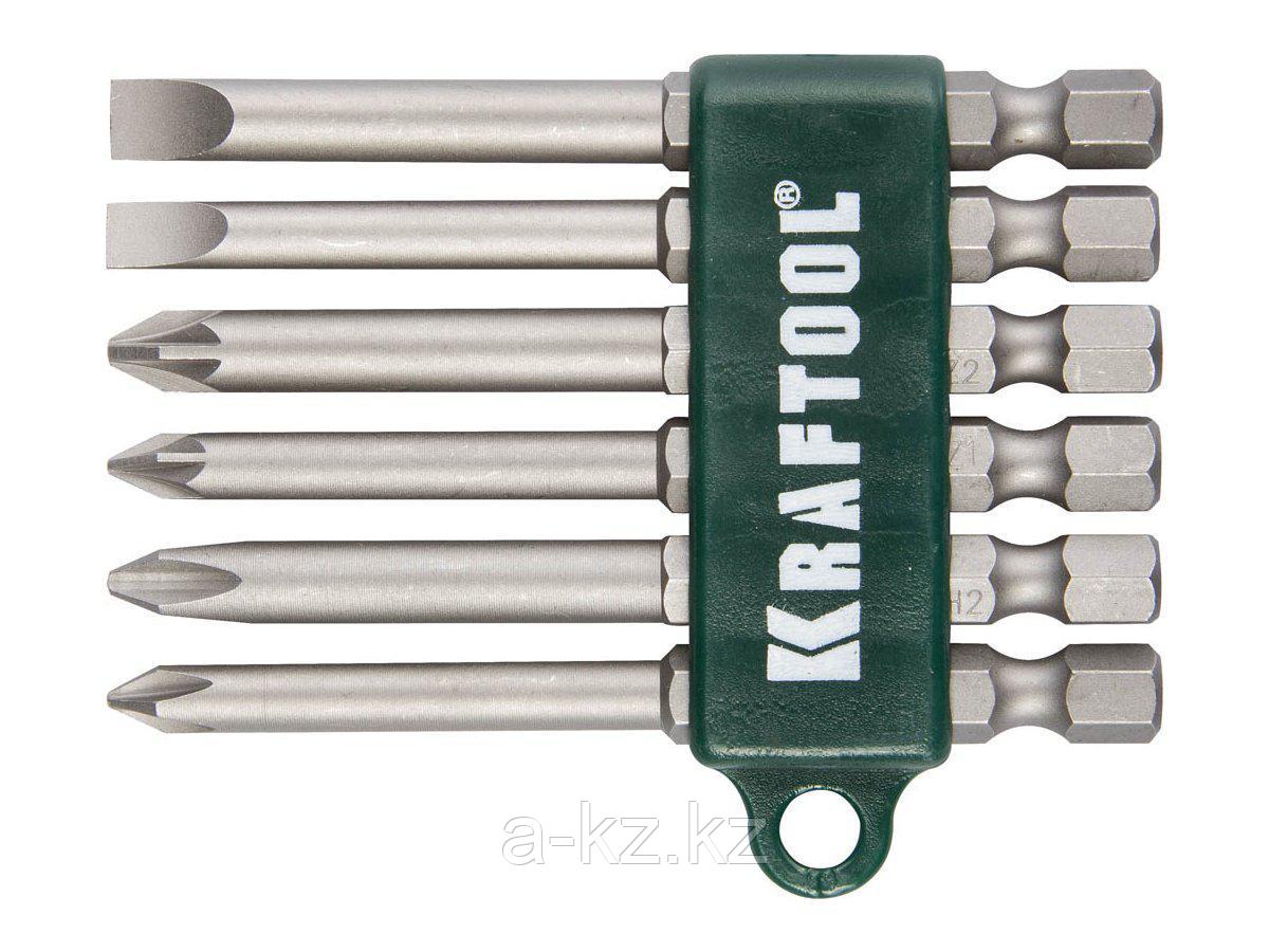 Набор бит для шуруповерта KRAFTOOL 26061-H6, хвостовик E 1/4, Cr-V, 75 мм, 6 предметов