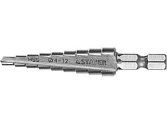 Ступенчатое сверло по металлу STAYER 29660-4-12-9, MASTER, d 4 - 12 мм, 9 ступенчатое, L - 65 мм, шестигранный