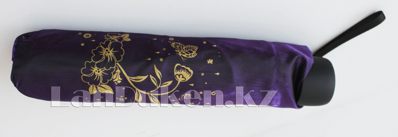 Складной зонт антиветер цветок с бабочкой фиолетовый - фото 8 - id-p54941731