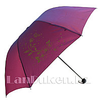 Складной зонт антиветер цветок с бабочкой розовый