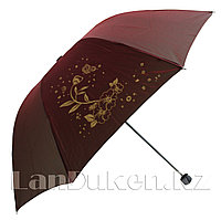 Складной зонт антиветер цветок с бабочкой красный