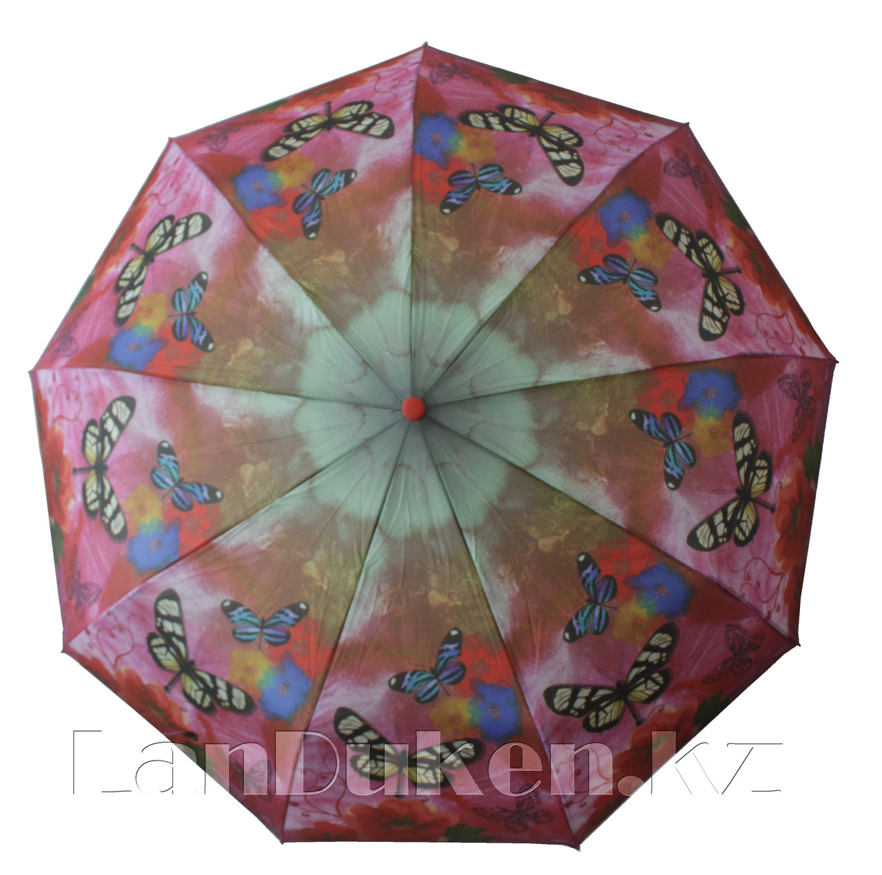 Женский зонт автомат в чехле цветы с бабочкой розовый - фото 2 - id-p54942363