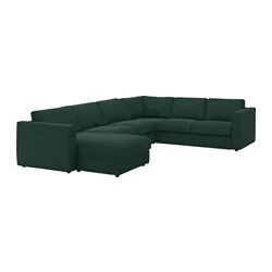 ВИМЛЕ 5-местный угловой диван, с козеткой, Гуннаред темно-зеленый IKEA, фото 2