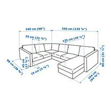 ВИМЛЕ 5-местный угловой диван, с козеткой, Гуннаред темно-зеленый IKEA, фото 3