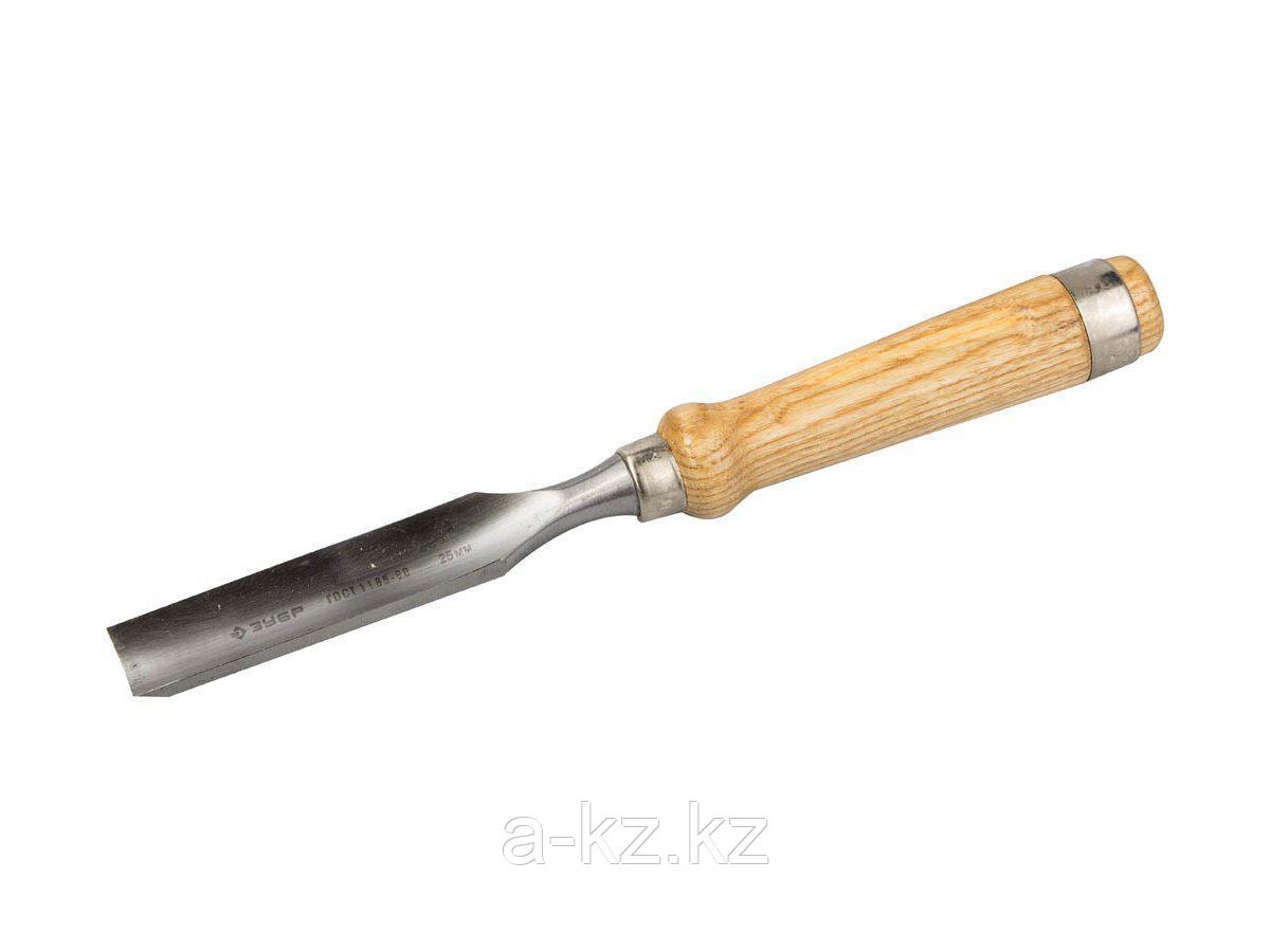 Стамеска-долото ЗУБР ЭКСПЕРТ полукруглая с деревянной ручкой, хромованадиевая сталь, 25мм, 1822-25_z01