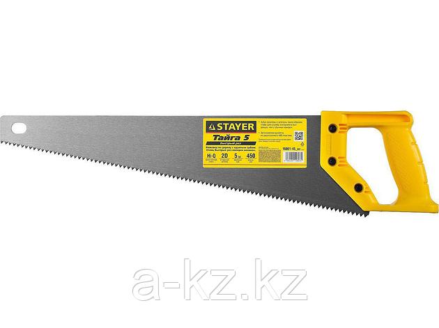 Ножовка по дереву STAYER 15061-45_z01, STANDARD, пластиковая ручка, универсальный закаленный зуб, 5 TPI (5 мм), 450 мм, фото 2
