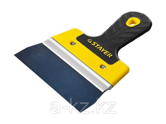Шпатель фасадный металлический строительный STAYER 10045-15, PROFESSIONAL, алюминиевая направляющая, 2к ручка, 150мм, фото 2