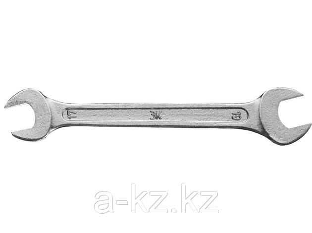 Ключ рожковый гаечный ЗУБР "СТАНДАРТ", оцинкованный, 17х19мм, фото 2