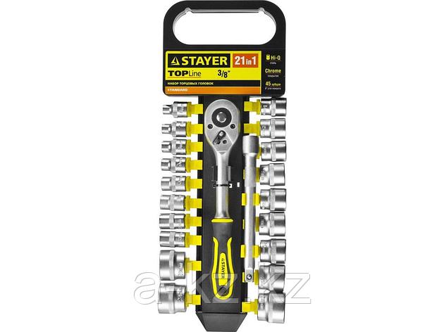 Набор инструментов торцовые головки STAYER 27752-H21, STANDARD, на пластиковом рельсе, трещотка, удлинитель, 6 - 24 мм, 21 предмет, фото 2