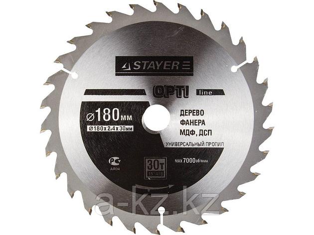 Пильный диск по дереву STAYER 3681-180-30-30, MASTER, OPTI-Line, 180 х 30 мм, 30Т, фото 2
