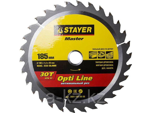 Пильный диск по дереву STAYER 3681-185-20-30, MASTER, OPTI-Line, 185 х 20 мм, 30Т, фото 2